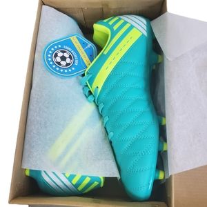 brooman Kids Athletic Soccer Cleats Boys Girls Outdoor Teal Football Shoe Sz6